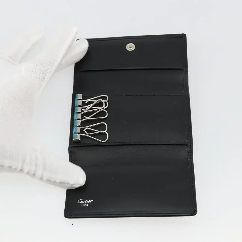 Cartier Leather Pasha Six Hooks Key Case Black